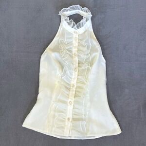 VTG Y2K Dusk Collection Halter Top Size Small Ruffle Trim Button Down Sleeveless